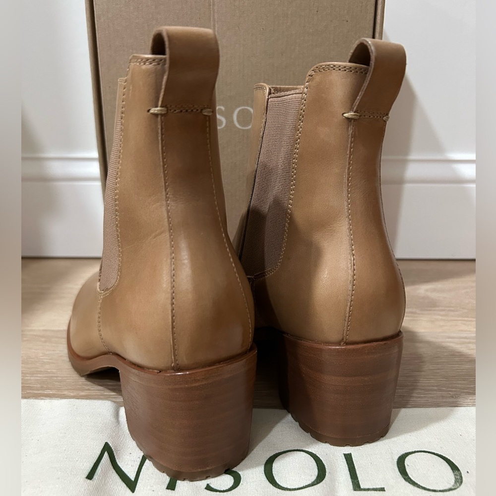 Nisolo Ana Go-To Heeled Chelsea Boot Almond Tan Women's Size 8.5 NIB Western - Picture 4 of 9